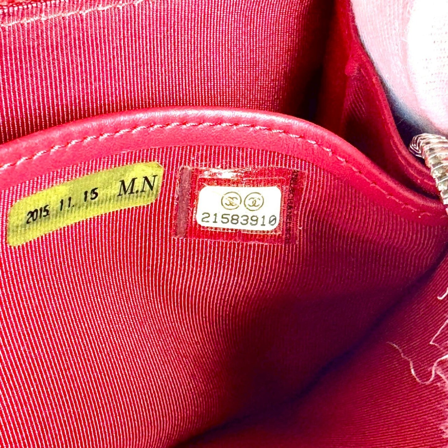 CHANEL Matelasse Caviar Leather Coco Mark Round Zip Long Wallet Red 21583910 with Guarantee Card