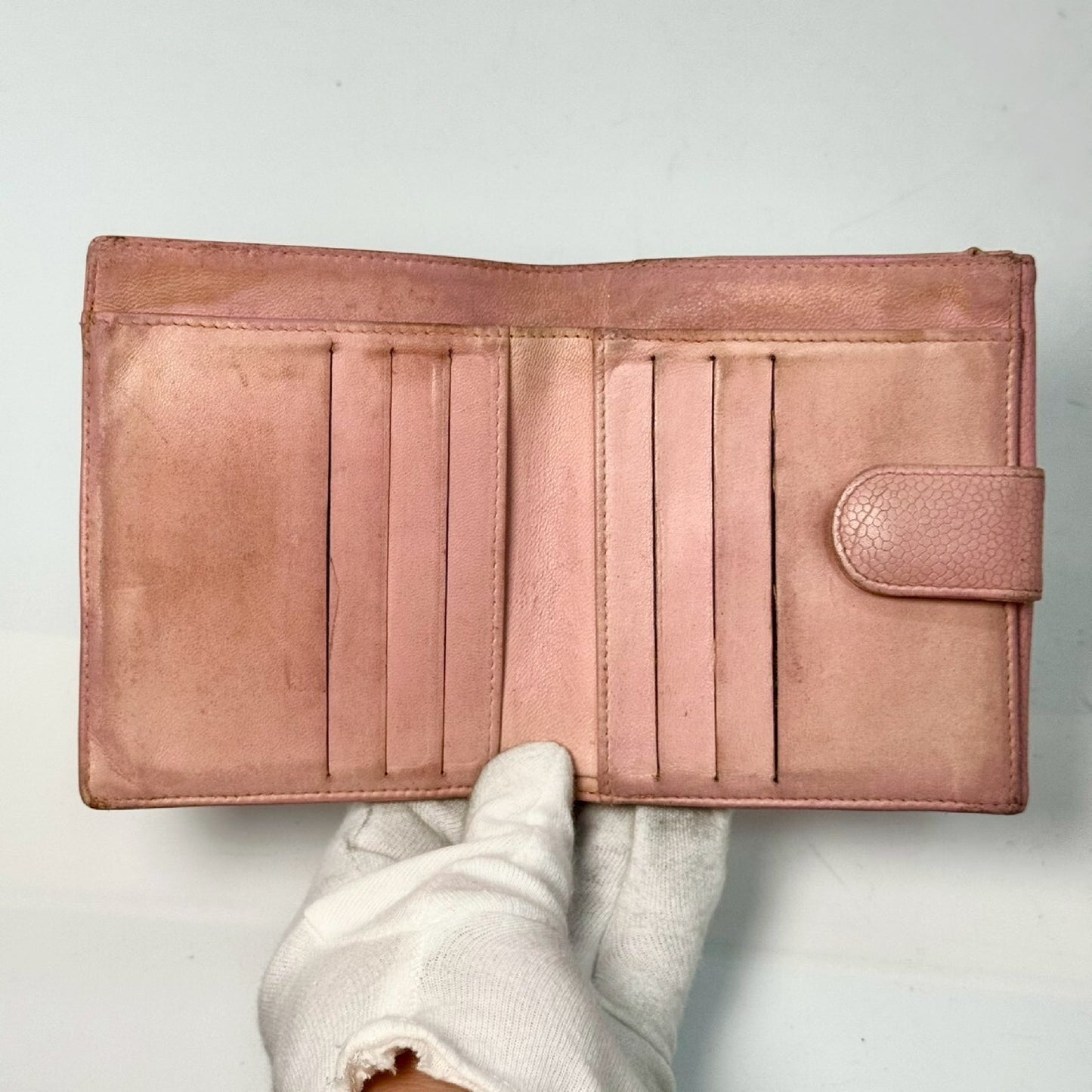 CHANEL Caviar Leather Bi-fold Compact Wallet Pink 8921726 Wallet