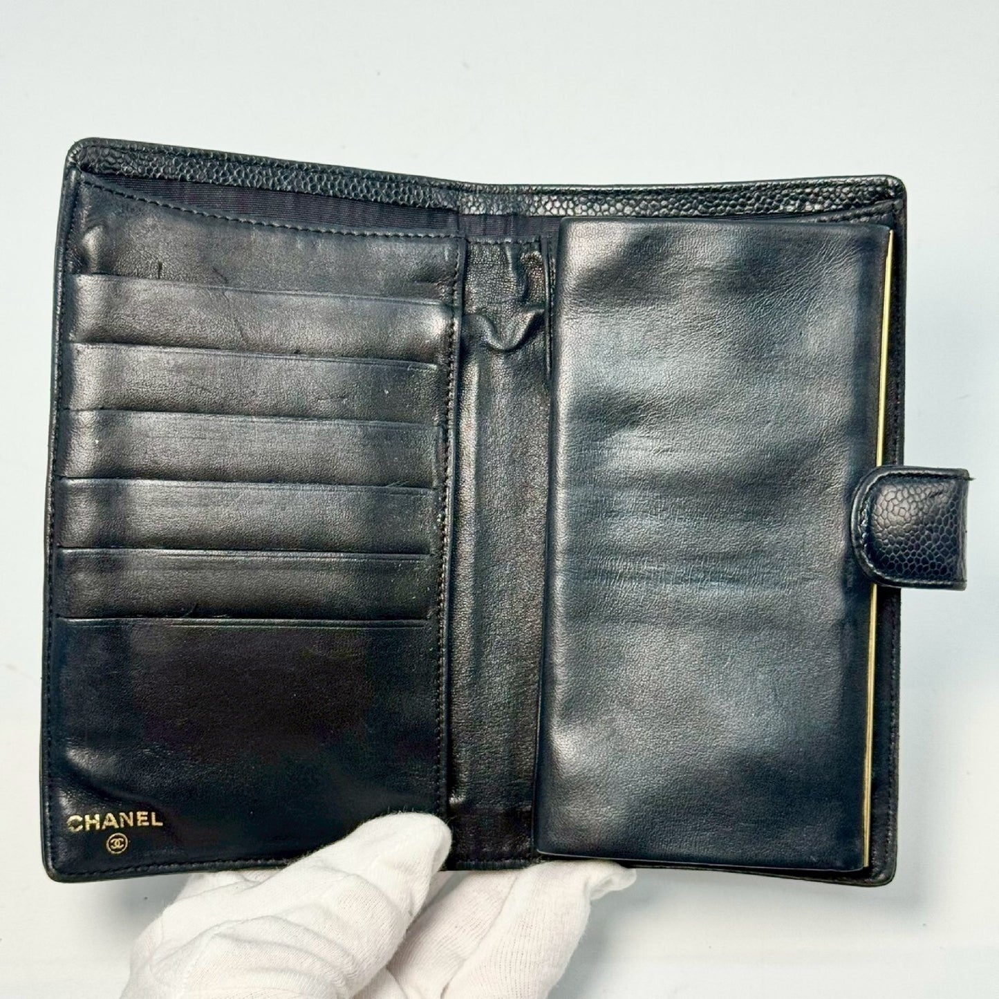 CHANEL Caviar Skin Coco Mark Clasp Bifold Long Wallet Black 11235984 Wallet