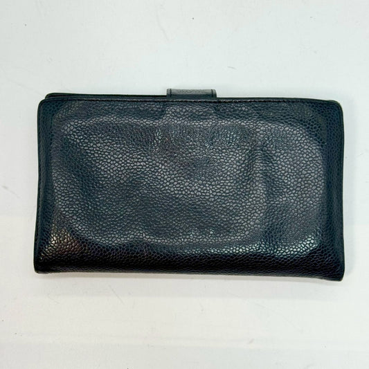 CHANEL Caviar Skin Coco Mark Clasp Bifold Long Wallet Black 11235984 Wallet