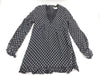 SAINT LAURENT PARIS Women's Black and White Dotted Ruffle Tunic Top