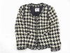 Austin Reed Collarless Jacket, Houndstooth Tweed, Ruffle, White and Black