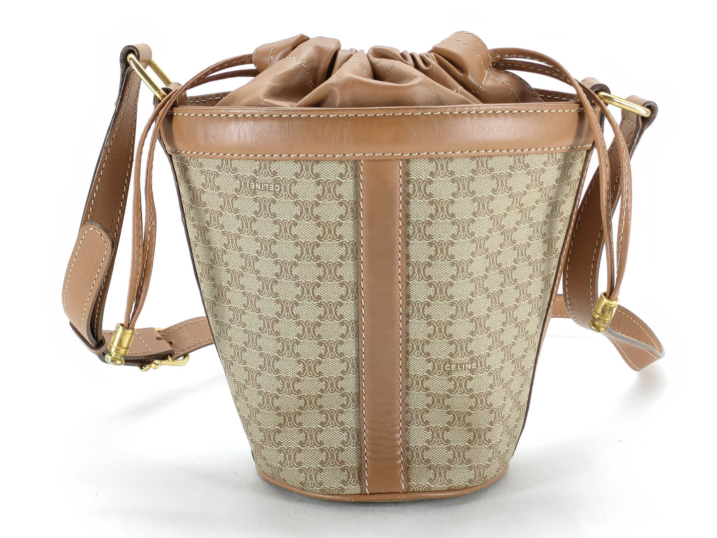 CELINE Drawstring Shoulder Bag Macadam Shoulder Bag