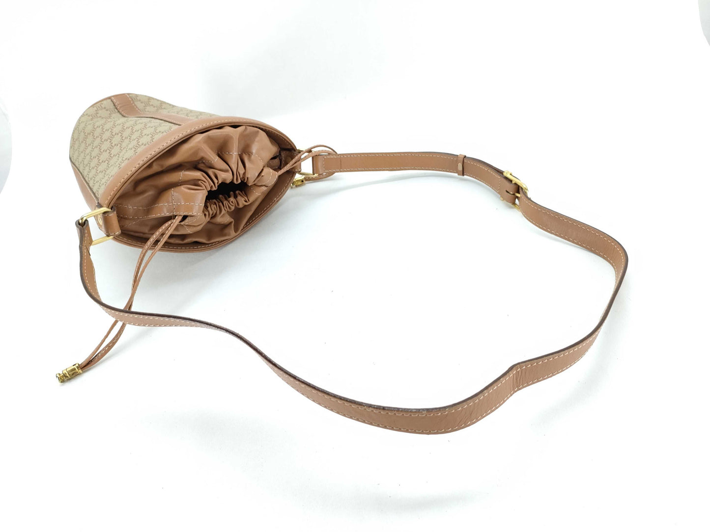 CELINE Drawstring Shoulder Bag Macadam Shoulder Bag