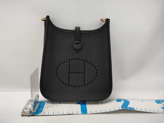 HERMES Evelyn TPM Taurillon Clemence Black GP U Stamp Shoulder Bag