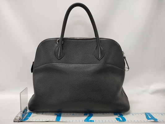 HERMES Bolide 35 Taurillon Clemence Black Stainless Steel Handbag with A Stamp