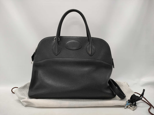 HERMES Bolide 35 Taurillon Clemence Black Stainless Steel A Stamped Handbag