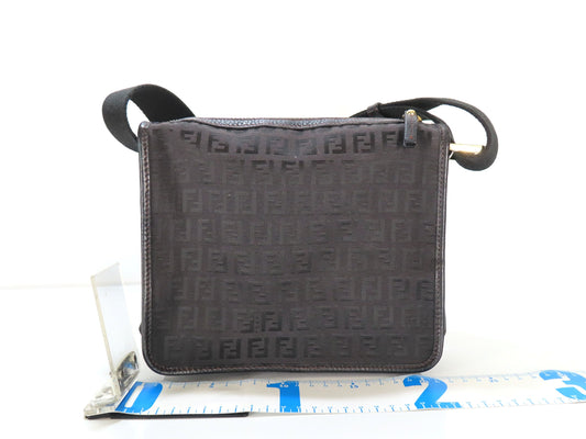 FENDI Zucca Zucchino Shoulder Bag with Charm