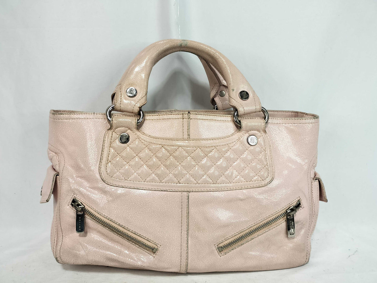 CELINE Boogie Bag Handbag Leather Quilted Handbag