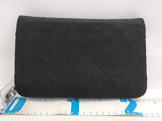 CHANEL Matelasse Chain Shoulder Bag in Black Cotton