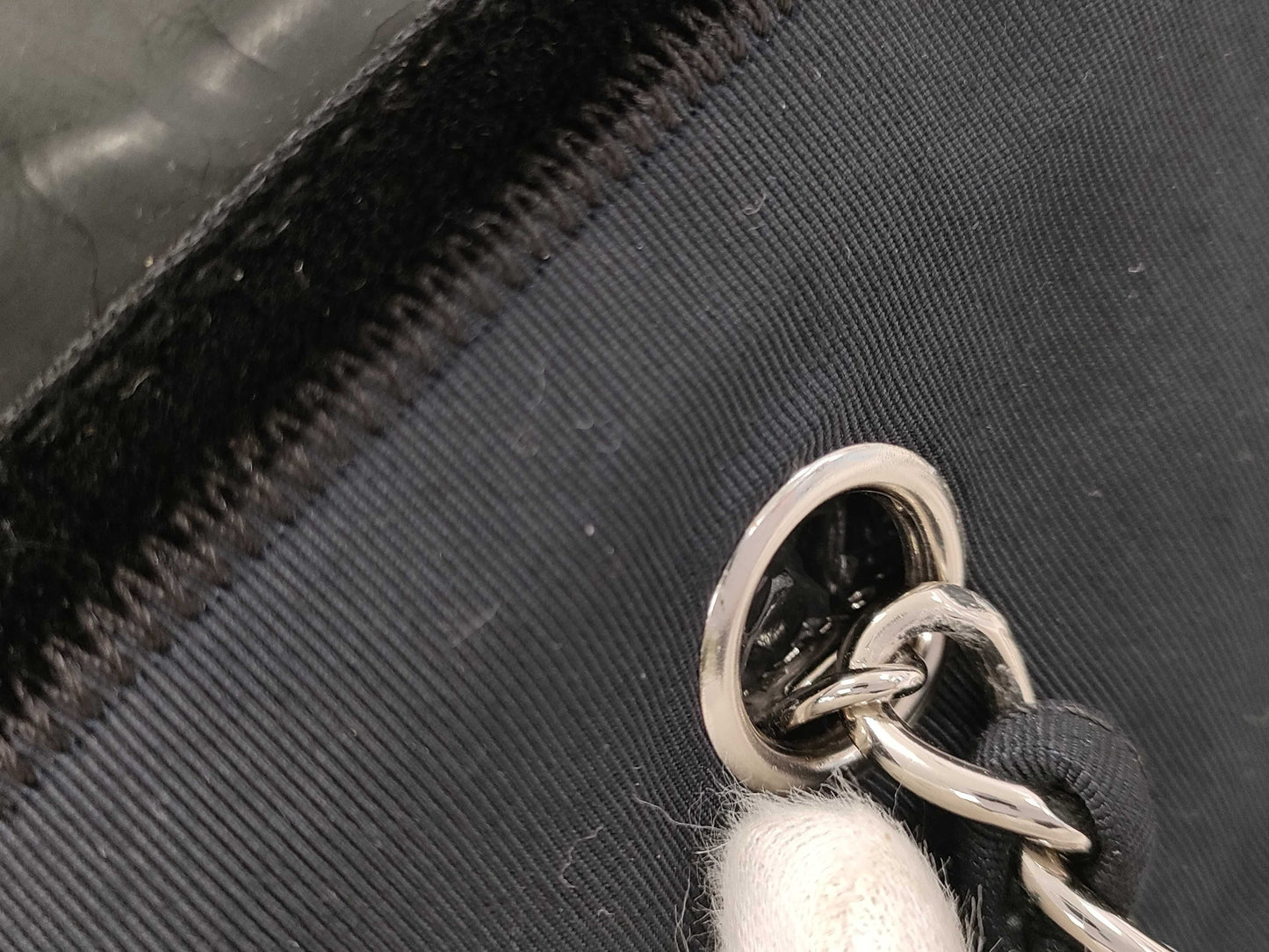 CHANEL CHANEL Chain Hand Canvas x Patent Tote Bag