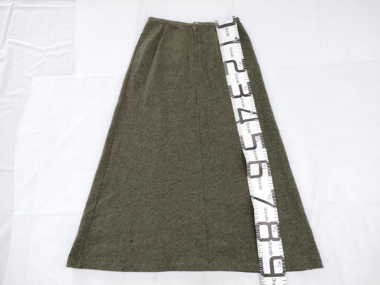 Ys Yohji Yamamoto Wool A-Line Long Skirt, Khaki, Size 3