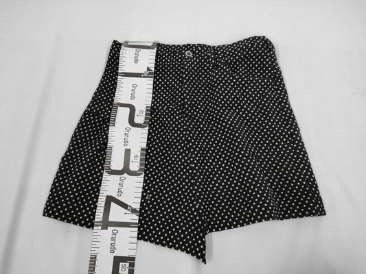 Ys Yohji Yamamoto Polka Dot Pattern Asymmetrical Shorts, Black, Size 2