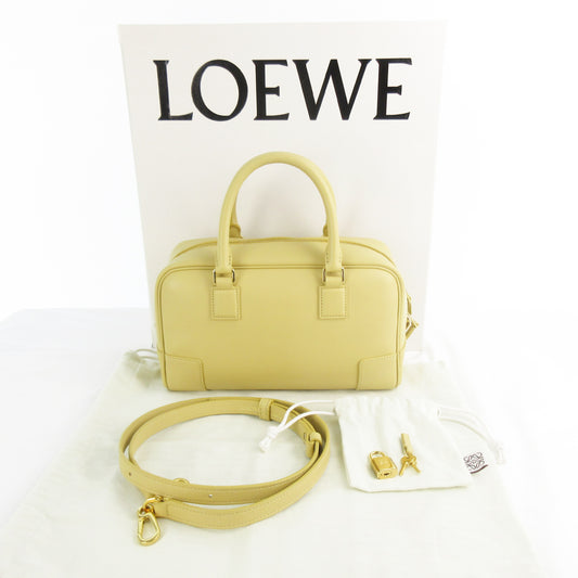LOEWE Current Amazona 23 2-Way Shoulder Bag in Dark Butter Beige with Gold Hardware Calf Leather with Padlock and Two Keys