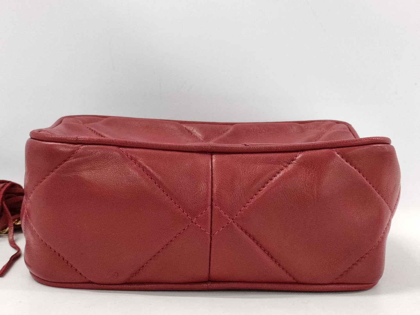 CHANEL Fringe Shoulder Bag Red Shoulder Bag