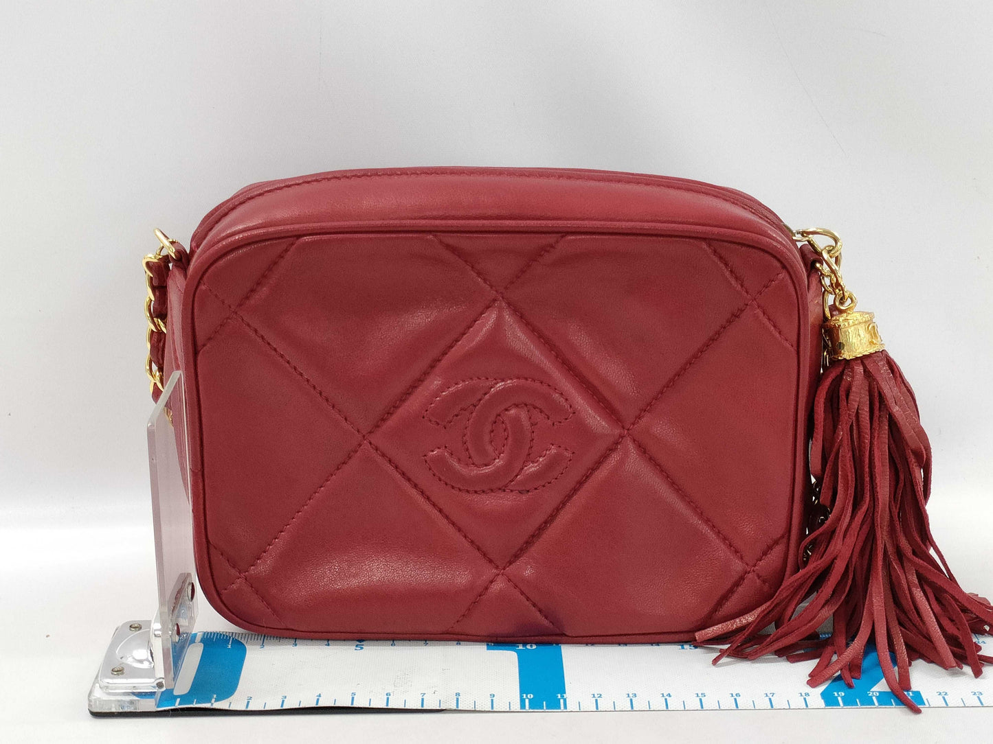 CHANEL Fringe Shoulder Bag Red Shoulder Bag