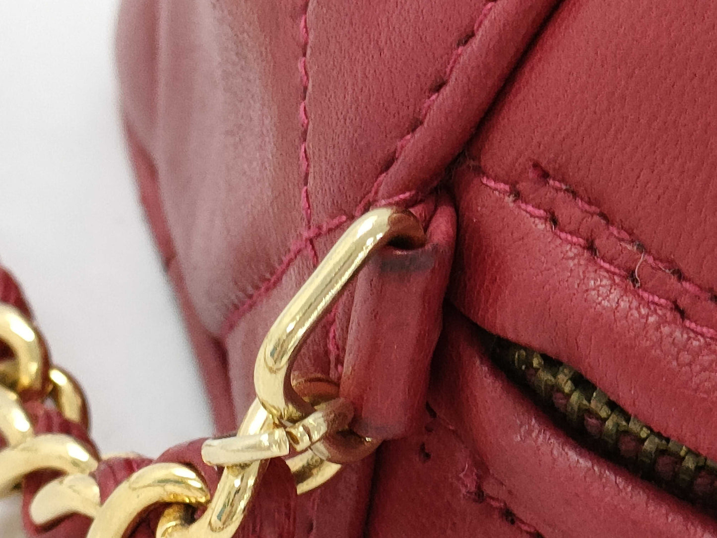 CHANEL Fringe Shoulder Bag Red Shoulder Bag