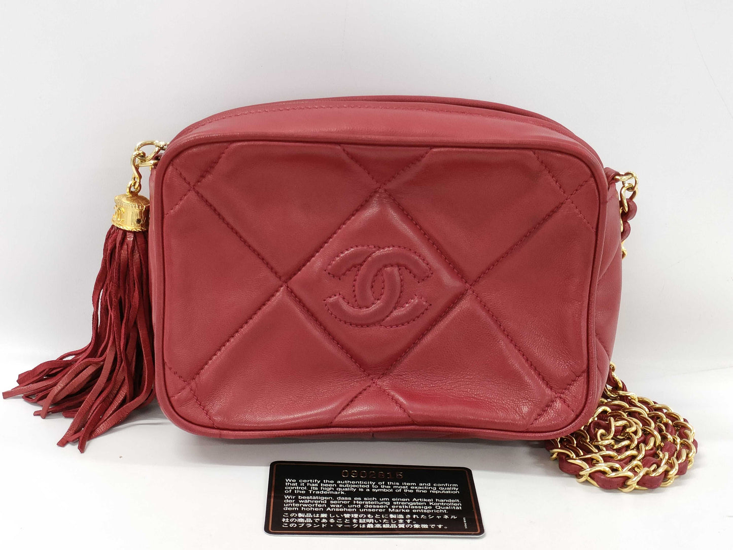 CHANEL Fringe Shoulder Bag Red Shoulder Bag