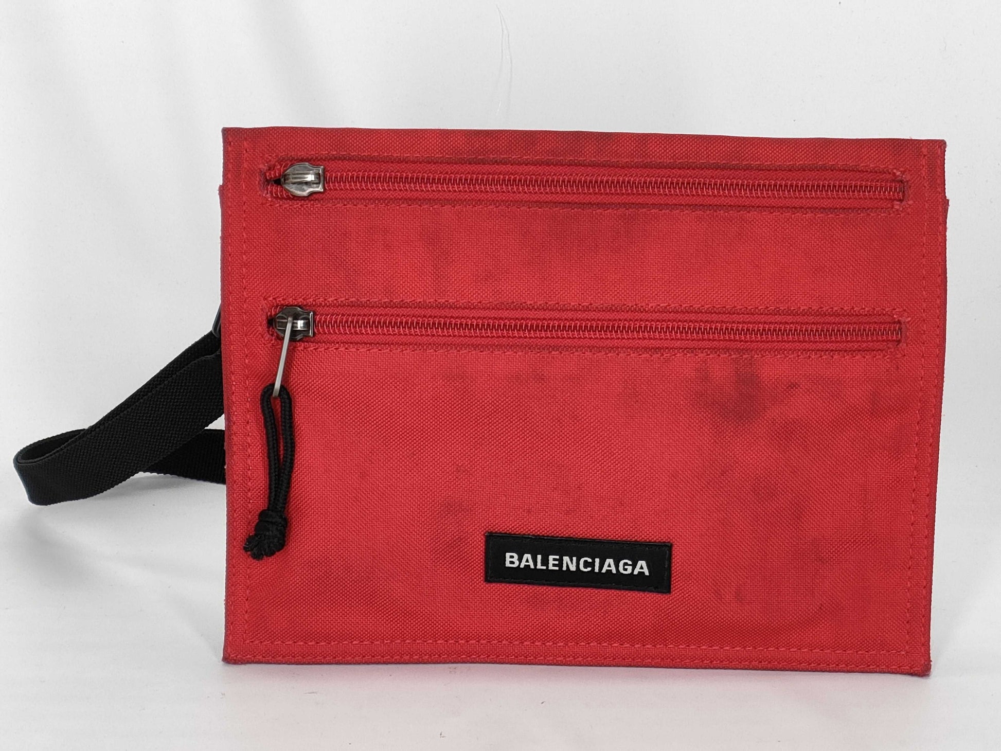 BALENCIAGA Explorer Shoulder Bag Pochette Sacoche Nylon Red Shoulder Bag