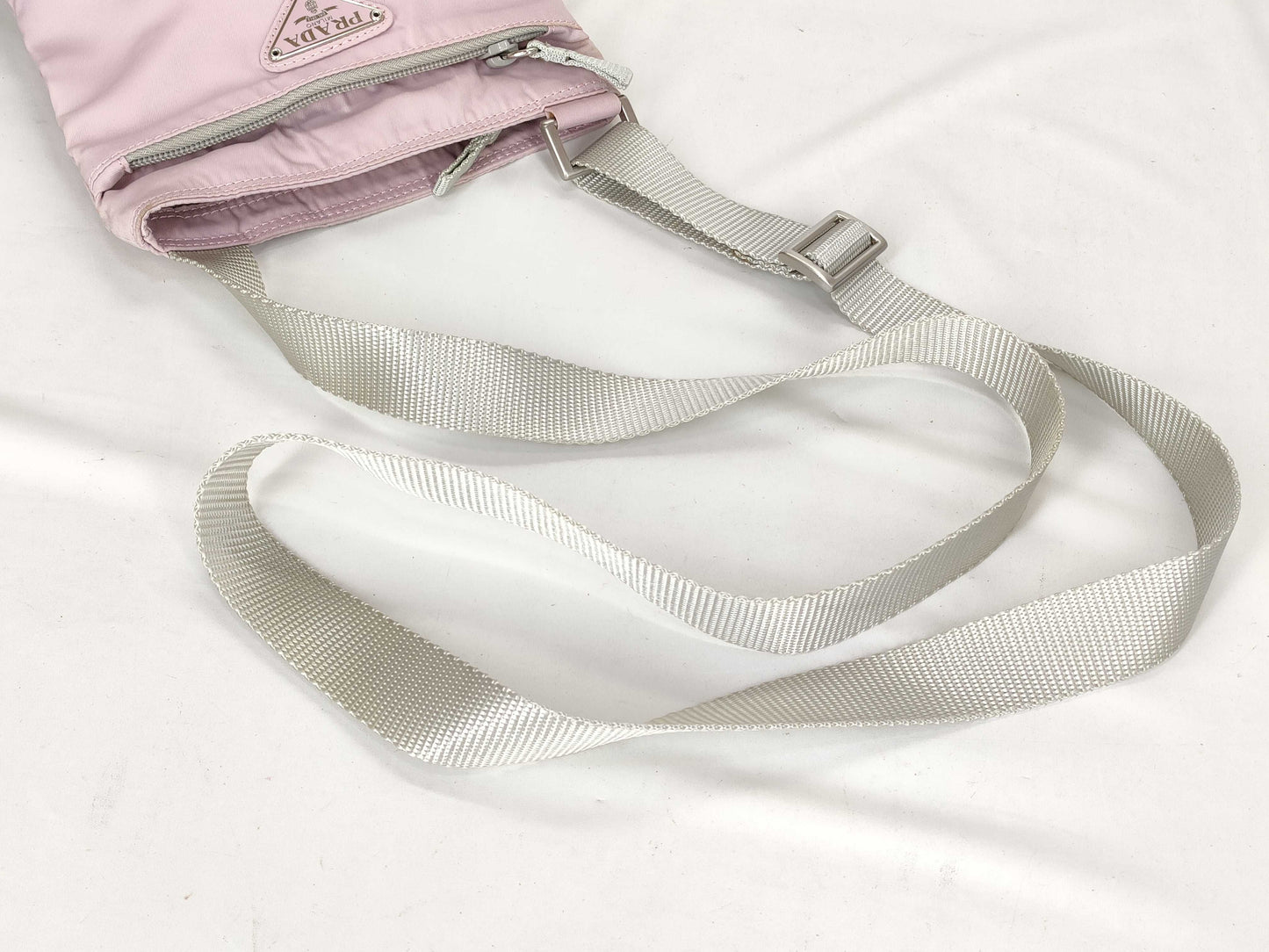 PRADA Nylon Shoulder Bag with No Gusset, Purple, Triangle Logo Plate, White Tag Included