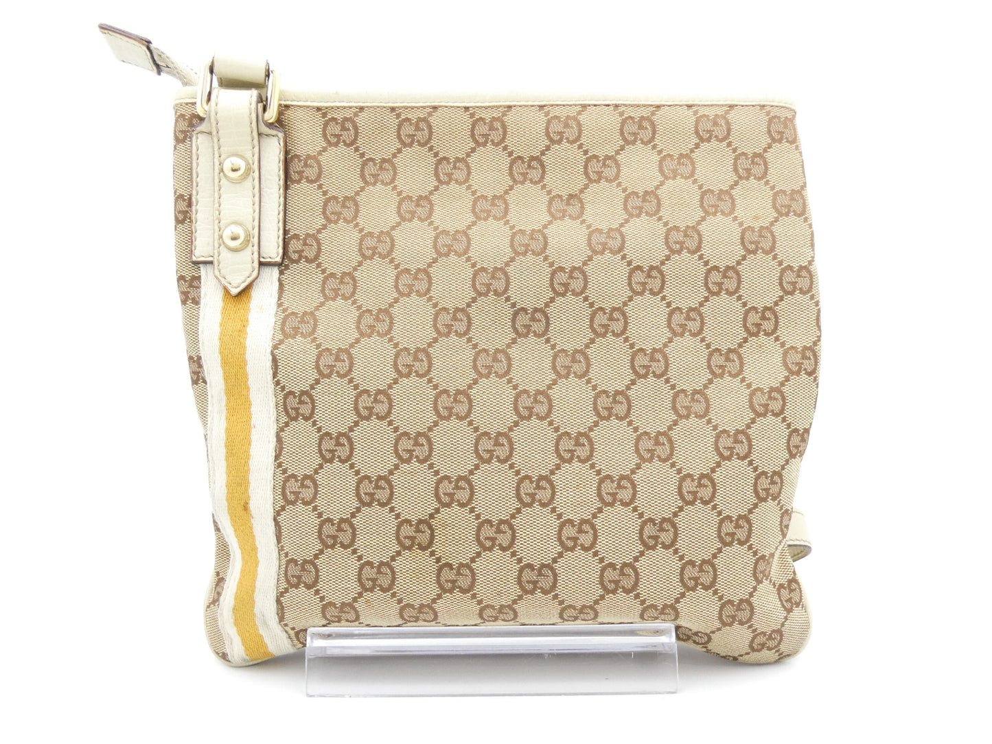 GUCCI Sherry GG Canvas and Leather Shoulder Bag