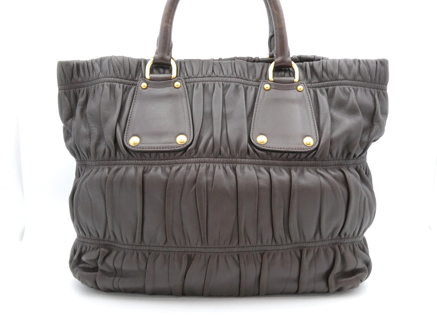 PRADA Logo Gathered 2-Way Handbag
