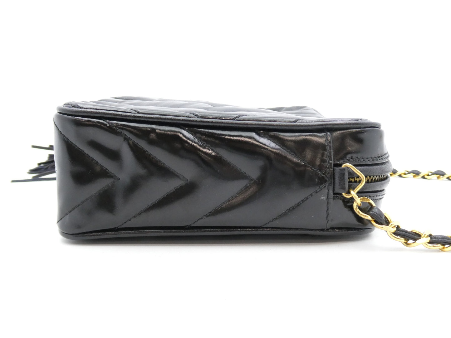 CHANEL Coco Mark Enamel Fringe Chain Shoulder Bag