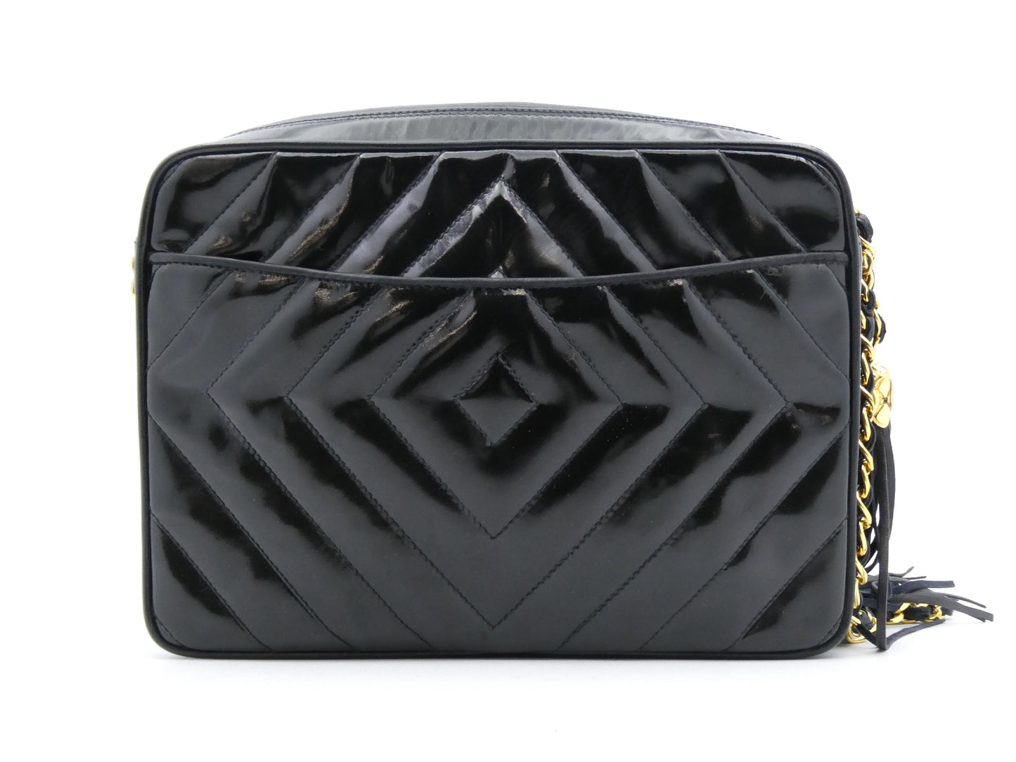 CHANEL Coco Mark Enamel Fringe Chain Shoulder Bag