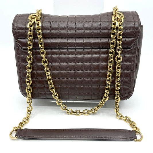 CELINE C Medium Chain Shoulder Bag with C Logo and Quilted Shoulder Bag