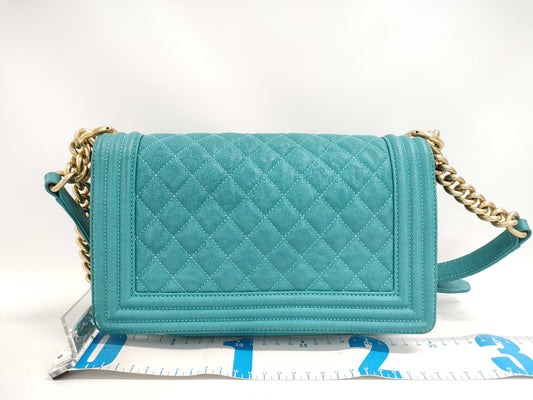 CHANEL Boy Chanel Caviar Skin Chain Shoulder Bag in Turquoise, No. 28