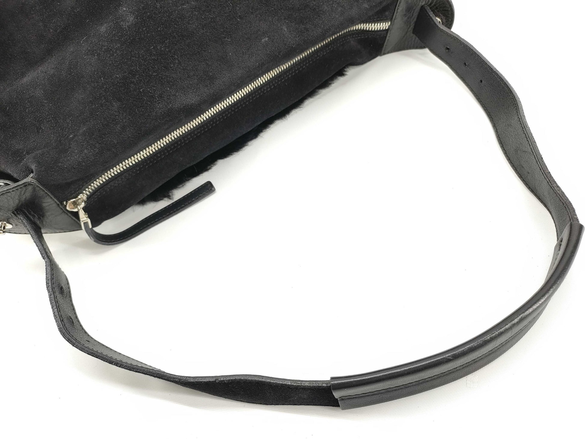 Salvatore Ferragamo rabbit fur suede shoulder bag