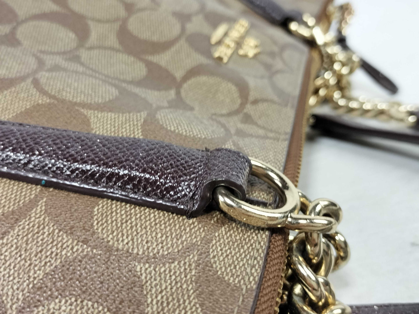 COACH Signature Chain Shoulder Tote Bag