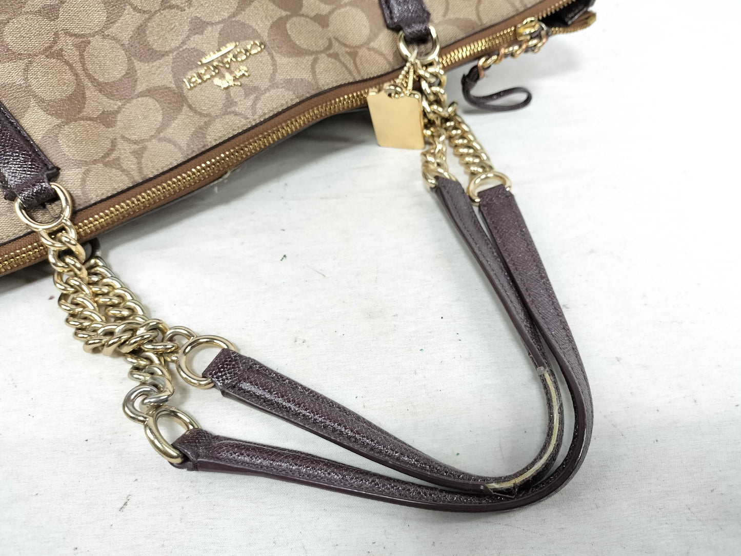 COACH Signature Chain Shoulder Tote Bag