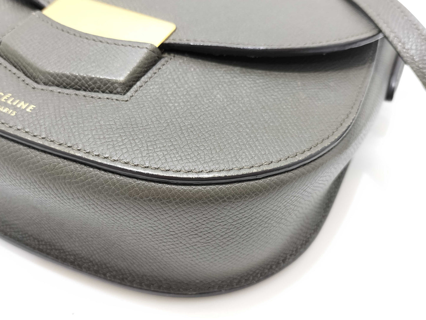 CELINE Trotter Small Greige Leather Shoulder Bag