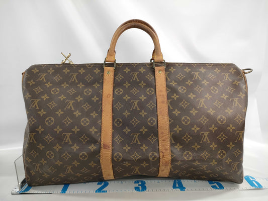 LOUIS VUITTON Monogram Keepall Bandouliere 55 Boston Bag