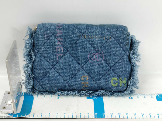 CHANEL Denim/Fringe Shoulder Pouch AP2602 32 Series Shoulder Bag