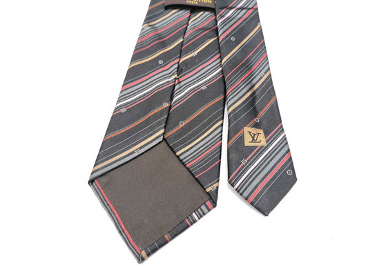 LOUIS VUITTON LOUIS VUITTON Monogram Striped Tie Navy LOUIS VUITTON Tie