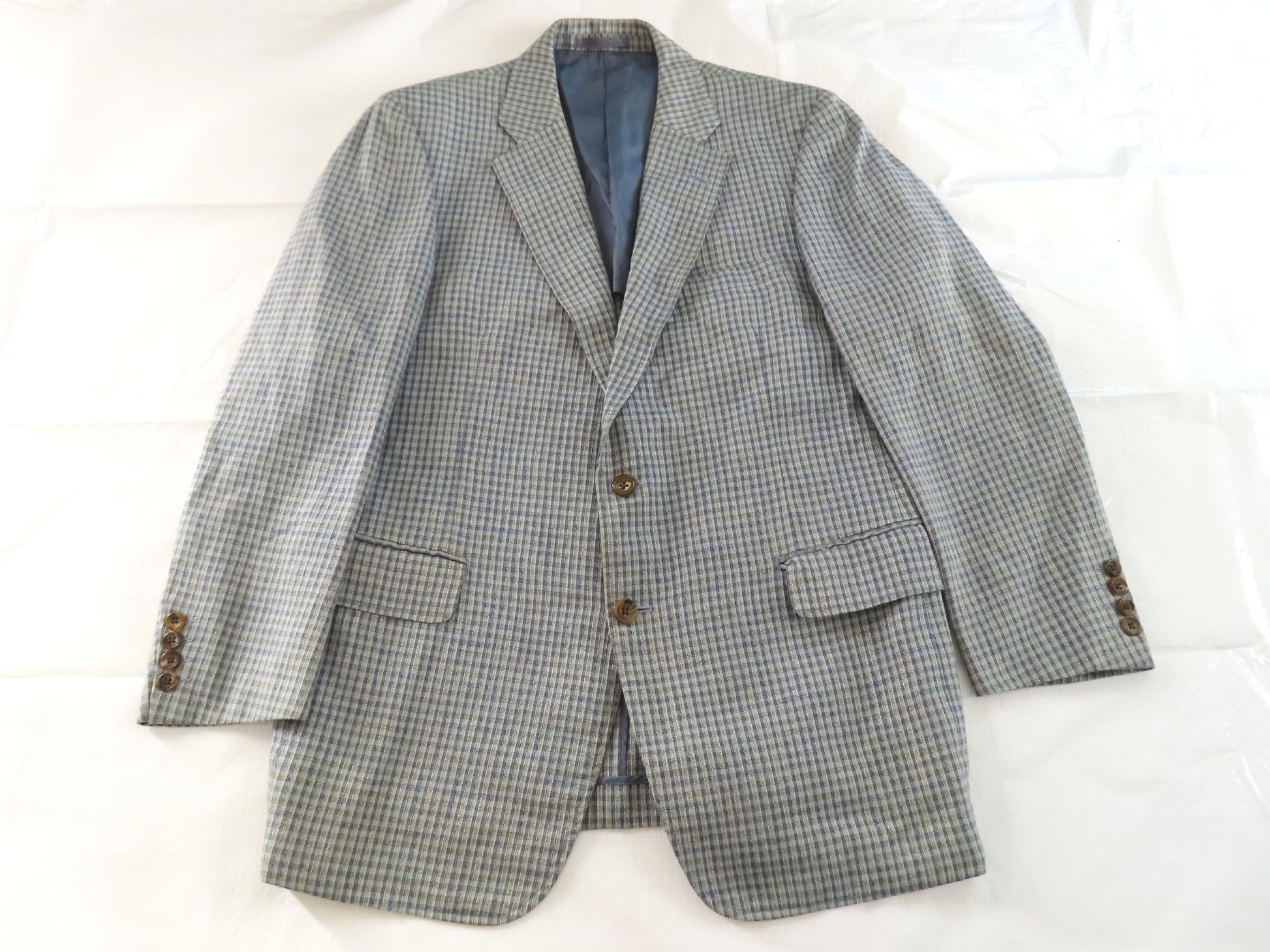 Burberry Men's Checked Rayon Linen Tailored Jacket, Size 170cm