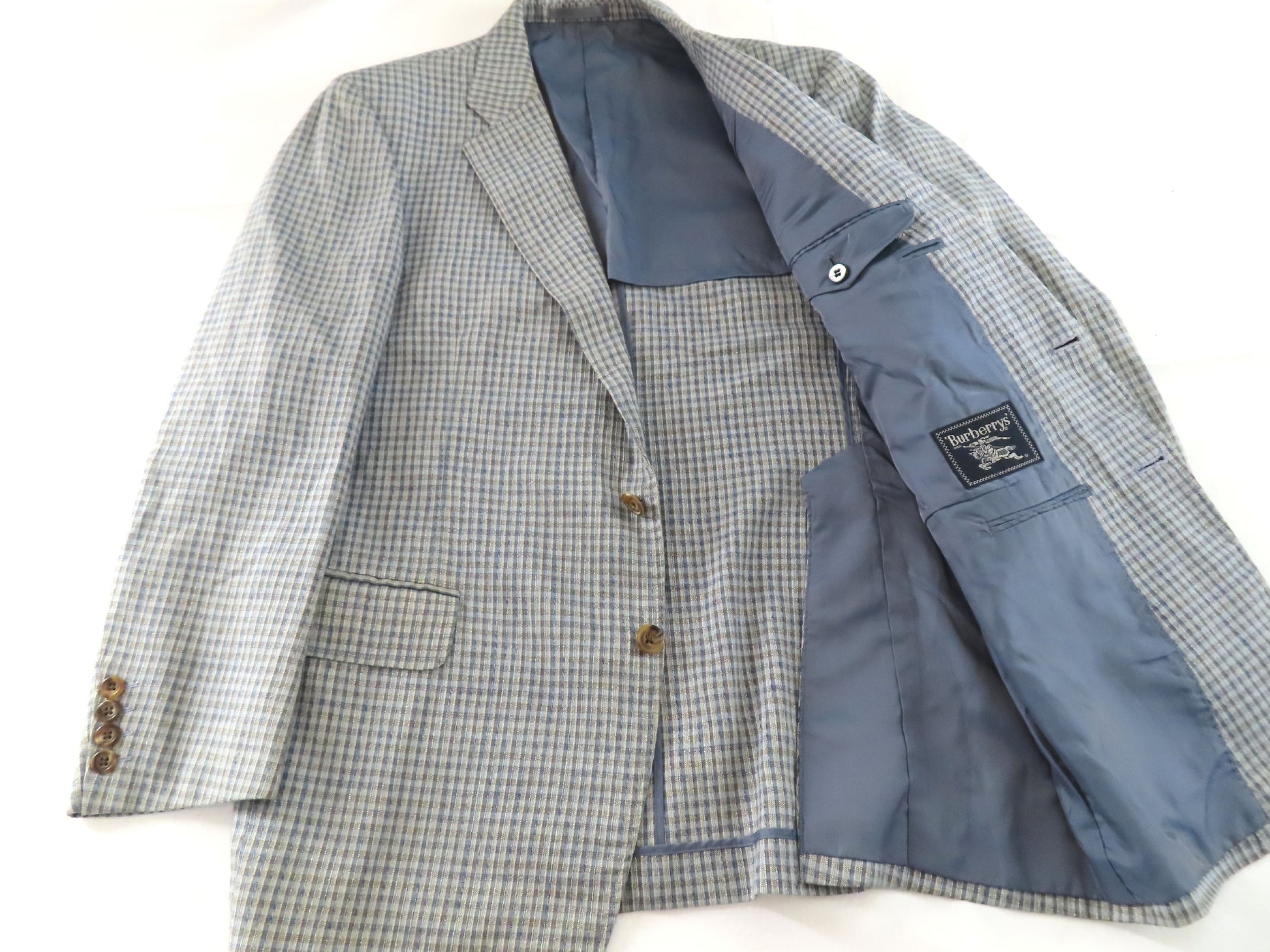 Burberry Men's Checked Rayon Linen Tailored Jacket, Size 170cm