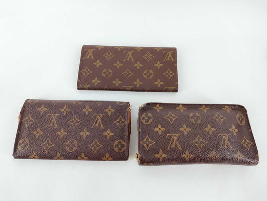 LOUIS VUITTON Monogram Louis Vuitton Long Wallet Set of 3 with Serial Number