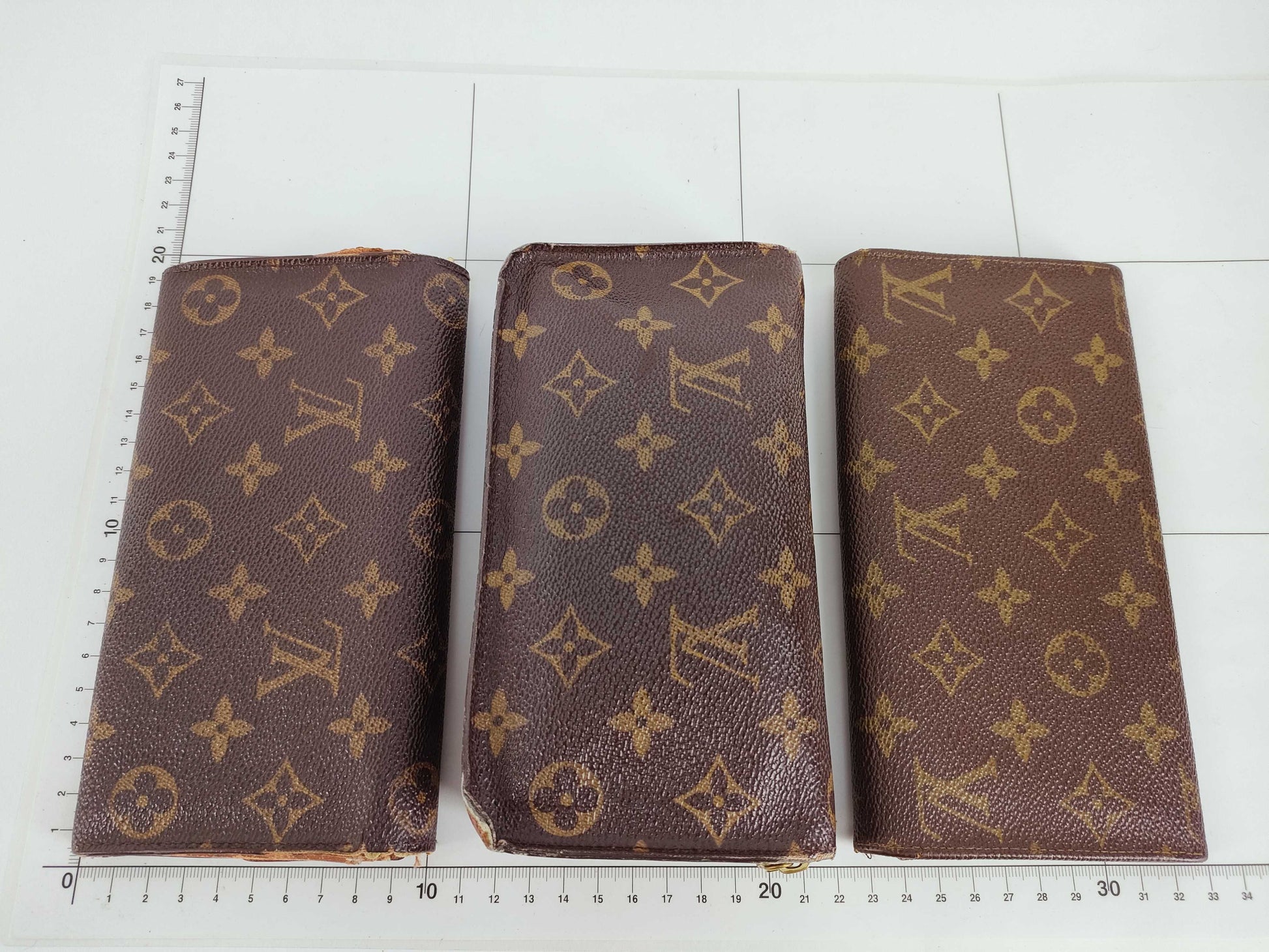 LOUIS VUITTON Monogram Louis Vuitton Long Wallet Set of 3 with Serial Number