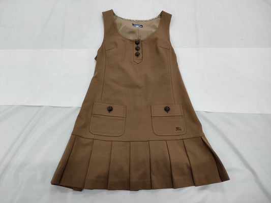 Burberry Pleated Nova Check Horsemark Sleeveless Dress, Size 38 M. BURBERRY Dress