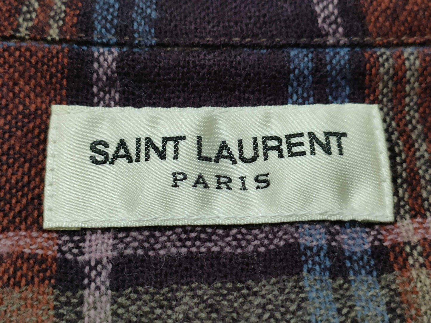 SAINT LAURENT Paris Check Short Sleeve Shirt