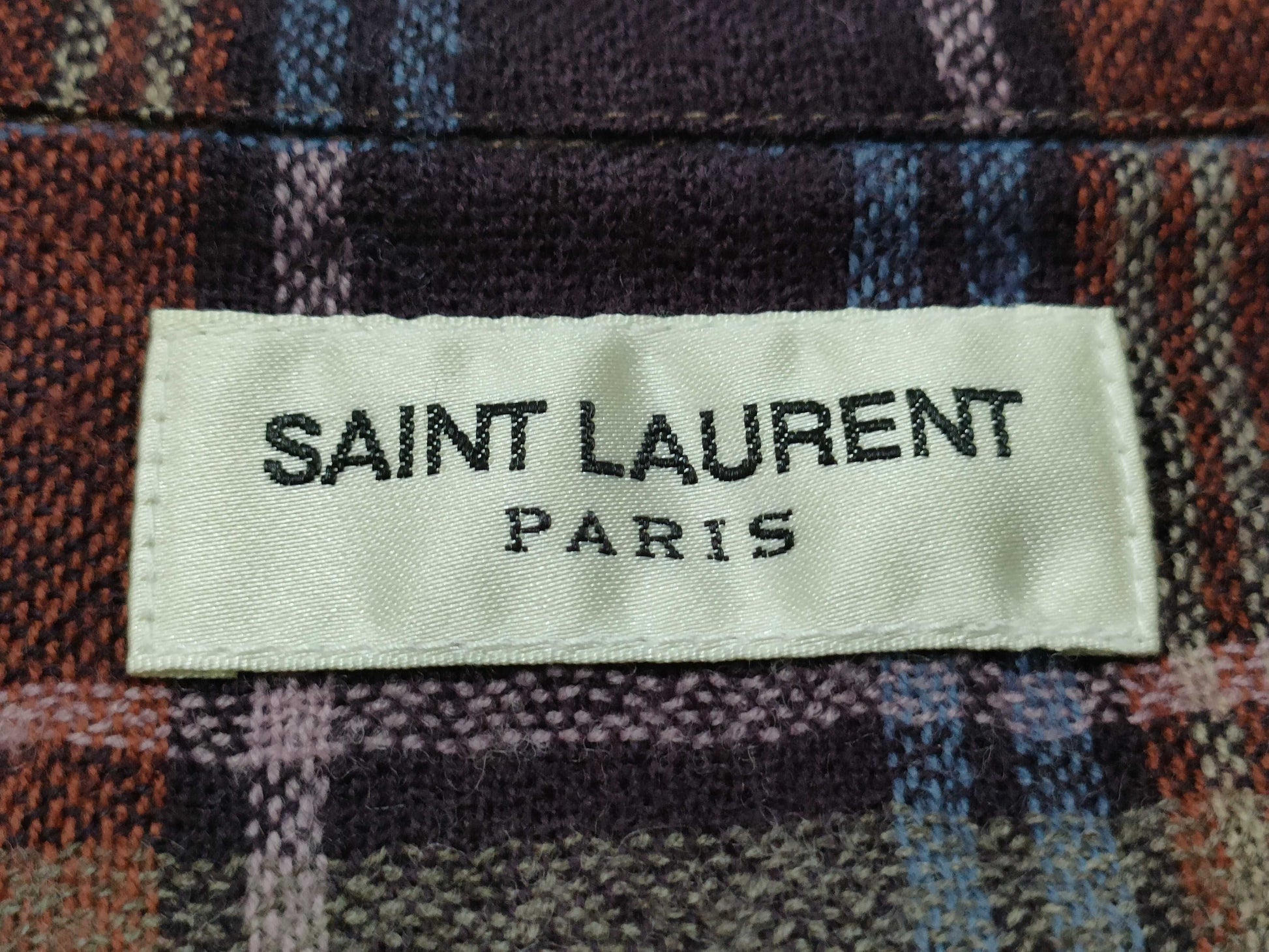 SAINT LAURENT Paris Check Short Sleeve Shirt