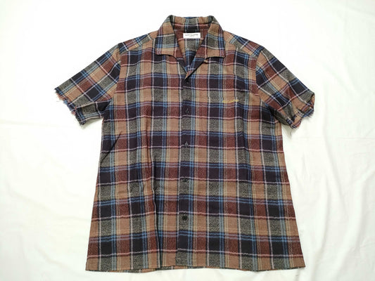 SAINT LAURENT Paris Check Short Sleeve Shirt