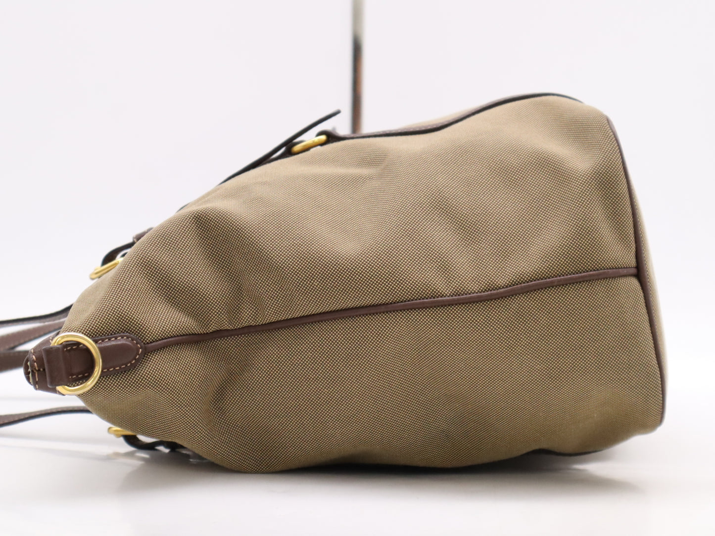 PRADA Canvas/Leather Logo Jacquard 2-Way Bag with Shoulder Strap, White Tag Included