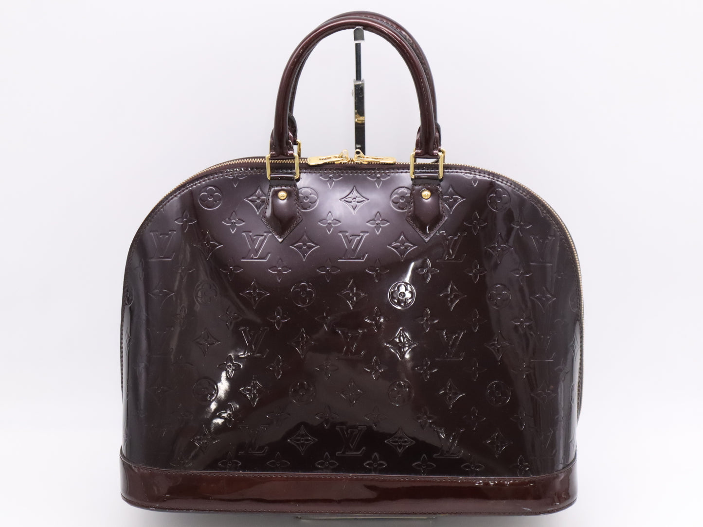 LOUIS VUITTON M93595 Vernis Alma GM Amaranth Handbag with Cloche and 2 Keys