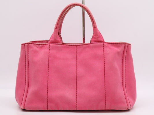 PRADA Canvas Canapa Tote #M Handbag, 2-Way, Fuchsia, with Shoulder Strap