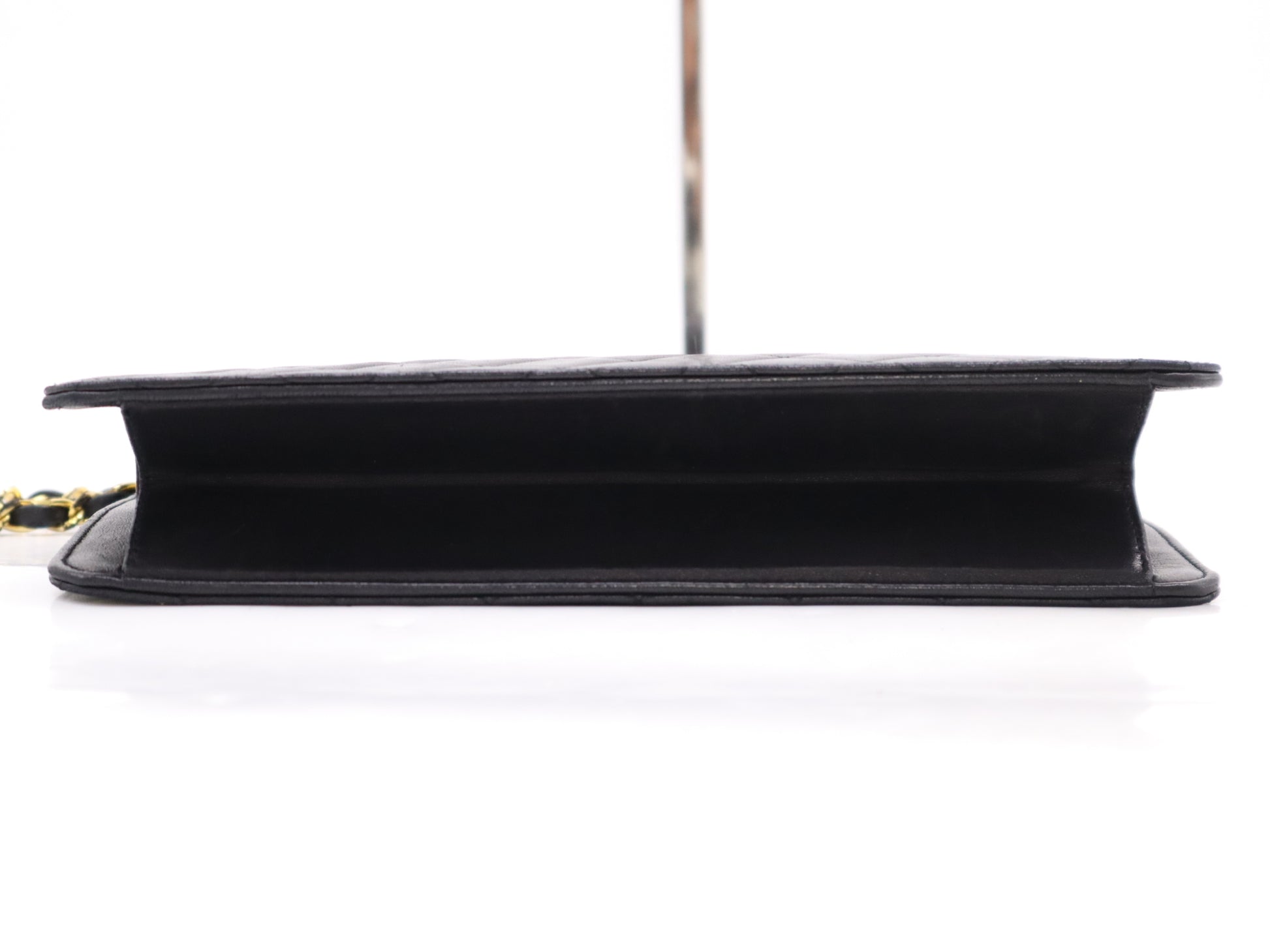 CHANEL Lambskin Matelasse 25 Single Flap Shoulder Bag with S-Chain, Push Lock, and Gold Hardware, Black
