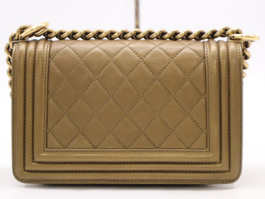 CHANEL Lambskin Boy Small Handbag with S-Flap, S-Chain, Gold-Diamond Hardware, and Gold Seal, 16267272 Shoulder Bag